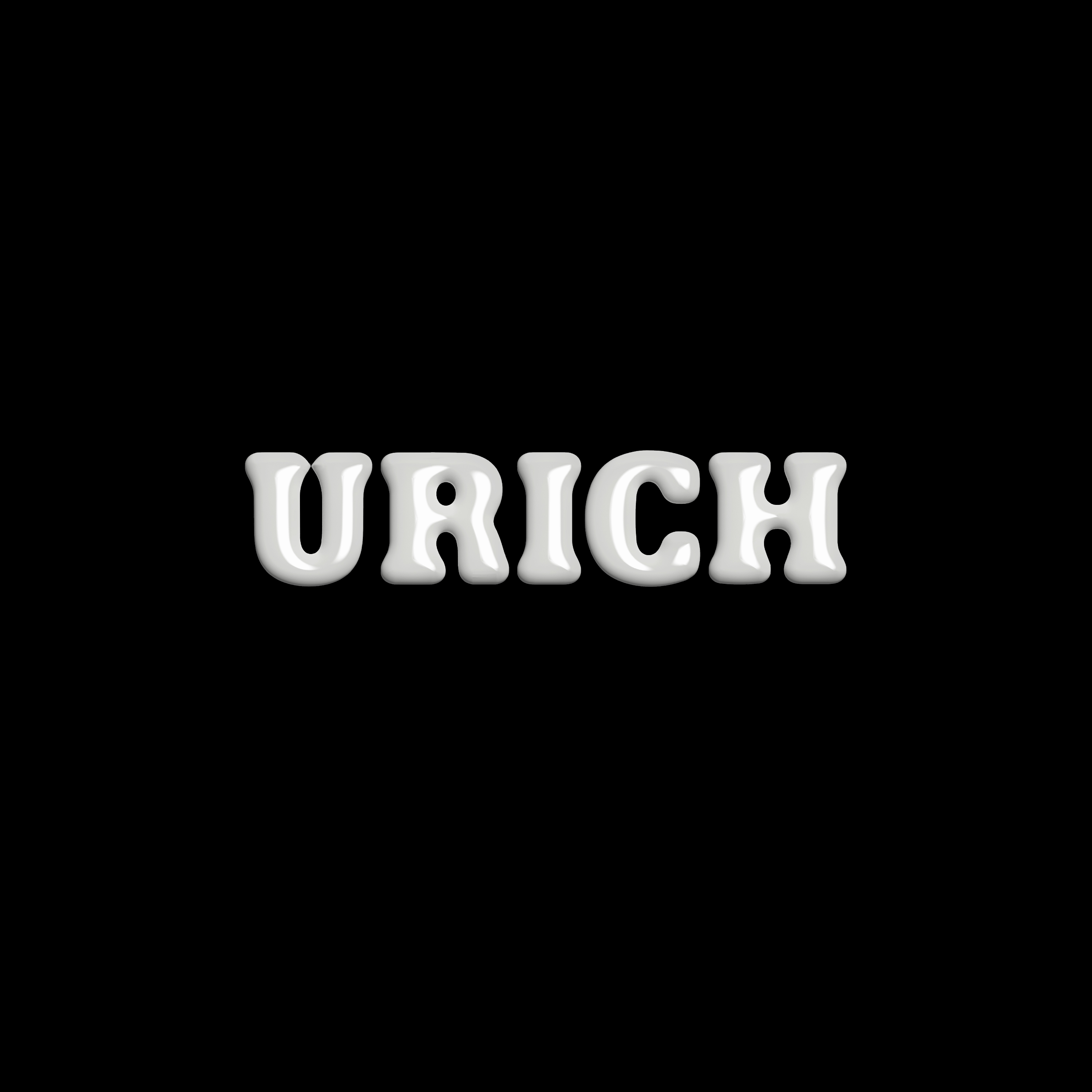 Text reading 'URICH' in white 3D letters on a black background.