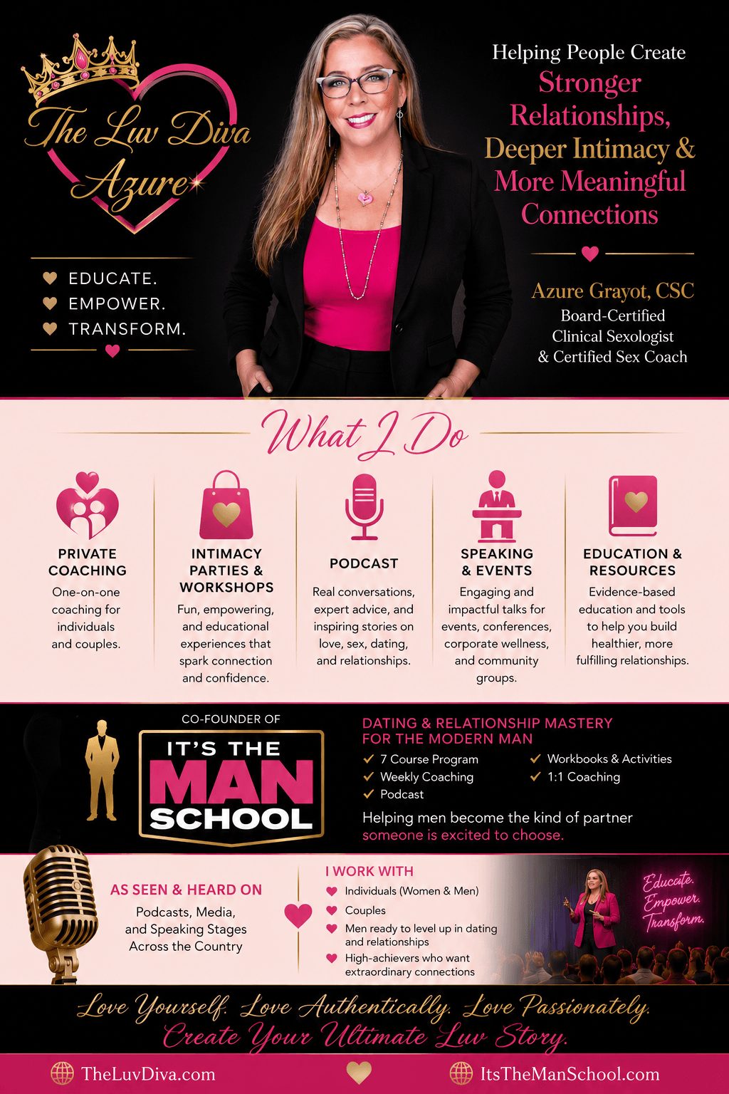 Business card for The Law Diva Agraw with contact info, services, and motivational message, featuring a woman in glasses and pink top.