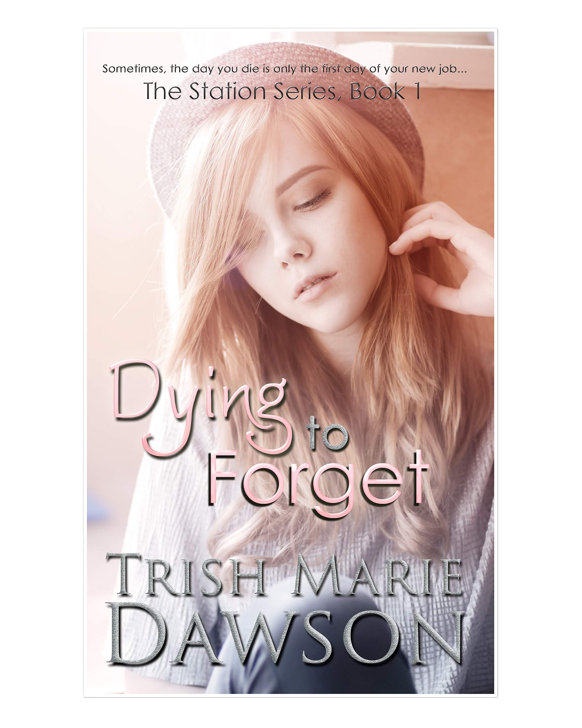 Young woman with long hair resting her head and eyes closed, soft lighting, book cover design.